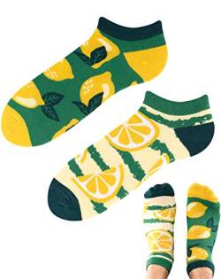 TODO Colours Motiv Sneaker-Socken Zitronen Limonade Low Lustige Limonade socken Damen und Herren, mehrfarbige, verrückte, bunte Knöchelsocken (Neu Zitrone Low, 43-46) von TODO