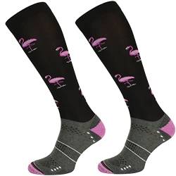 TODO Comodo Reitsocken STJMT | Reitstrümpfe Reiter Kniestrümpfe | Atmungsaktive Socken | Reitbekleidung bequem und stilvoll (STJMT 29 - Black Flamingo, 39-42) von TODO