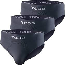 TODO Elastisch Sport Herren Slip (3er Pack) Atmungsaktiv Sportunterwäsche, Unterhosen Männer Slip ohne Scheuern (Slip Graphit, L/XL) von TODO