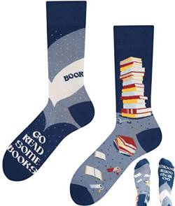 TODO Lustige Socken Damen und Herren, Coole Socken mit Motiv - Bunte, Mehrfarbige, Verrückte (35-38, Bookworm) von TODO