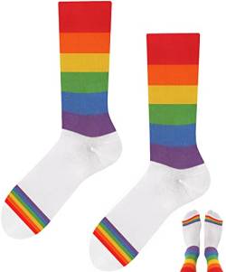 TODO Lustige Socken Damen und Herren, Coole Socken mit Motiv - Bunte, Mehrfarbige, Verrückte (35-38, Regenbogen) von TODO