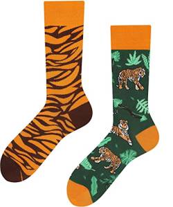 TODO Lustige Socken Damen und Herren, Coole Socken mit Motiv - Bunte, Mehrfarbige, Verrückte (35-38, Tiger) von TODO