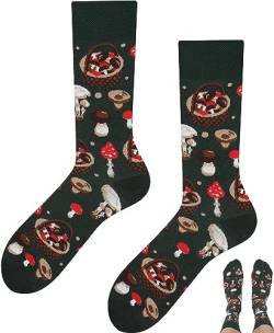 TODO Lustige Socken Damen und Herren, Coole Socken mit Motiv - Bunte, Mehrfarbige, Verrückte (43-46, Pilze) von TODO