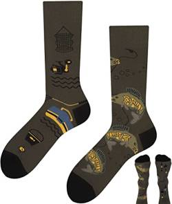 TODO Lustige Socken Herren und Damen, Coole Socken mit Motiv - Bunte, Mehrfarbige, Verrückte (39-42, Angeln) von TODO