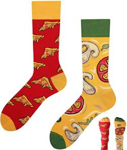 TODO Lustige Socken Herren und Damen, Coole Socken mit Motiv - Bunte, Mehrfarbige, Verrückte (43-46, Pizza) von TODO