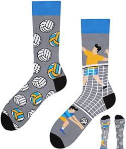 TODO Lustige Socken Herren und Damen, Coole Socken mit Motiv - Bunte, Mehrfarbige, Verrückte (43-46, Volleyball) von TODO