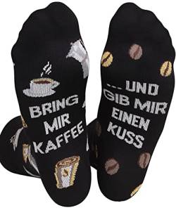 TODO Lustige Socken Herren und Damen, Coole Socken mit Motiv - Mehrfarbige, Bunte, Verrückte (35-38, Kaffee und Kuss) von TODO
