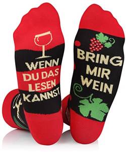 TODO Lustige Socken Wein Herren und Damen, Coole Socken mit Motiv - Bunte, Mehrfarbige, Verrückte (43-46, Wein) von TODO