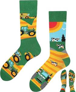 TODO Lustige Traktor Socken Herren und Damen, Coole Socken Trecker mit Treckersocken Motiv (Socken Traktor 35-38) von TODO