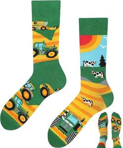 TODO Lustige Traktor Socken Herren und Damen, Coole Socken Trecker mit Treckersocken Motiv (Socken Traktor 43-46) von TODO