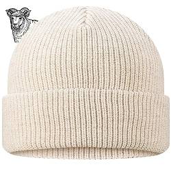 TODO Merino Mütze Herren Beanie Damen, Warm, Weich, Bequem. Wollmütze für kalte Tage, Alltag, Outdoor, Fisherman (Merino 50%, Ecru) von TODO