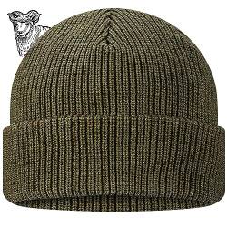 TODO Merino Mütze Herren Beanie Damen, Warm, Weich, Bequem. Wollmütze für kalte Tage, Alltag, Outdoor, Fisherman (Merino 50%, Khaki) von TODO