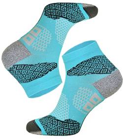 TODO RUNNING RAID - Quarter Laufsocken, Technisch, Anti-Blasen Polsterung, für Damen & Herren mit DryTex. Bunte Funktionssocken | Marathon | Trail | Joggen | Laufen | Running (35-38, Türkis) von TODO