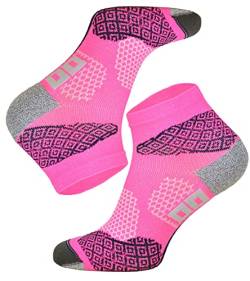 TODO RUNNING RAID - Quarter Laufsocken, Technisch, Anti-Blasen Polsterung, für Damen & Herren mit DryTex. Bunte Funktionssocken | Marathon | Trail | Joggen | Laufen | Running (43-46, Rosa) von TODO