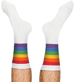 TODO Socken PRIDE Motiv Unisex mit LGBT Flagge Baumwolle Weiß und Schwarz mit Regenbogen (39-42, Weiss) von TODO