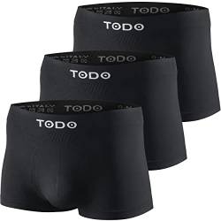 TODO Sport Boxershorts Herren (3er Pack) Elastisch Sportunterwäsche Boxer Männer, Atmungsaktiv, Leicht, ohne Scheuern (Schwarz, 3XL) von TODO