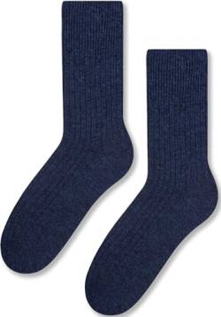 TODO Warm Wollsocken Damen und Herren Wintersocken Damen, Thermosocken Herren, elegant norweger socken - Wollkollektion (35_Navy) von TODO