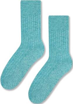 TODO Warm Wollsocken Damen und Herren Wintersocken Damen, Thermosocken Herren, elegant norweger socken - Wollkollektion (35_Turkis) von TODO