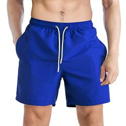 TODREMOU Badeshorts für Herren, Badehose Herren, Schnell Trocknend, Schwimmhose mit Kordelzug (42-44, Blau) von TODREMOU