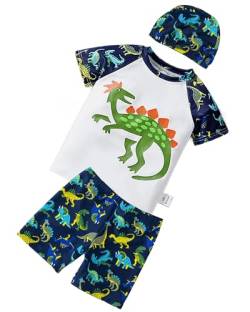 UV Shirt & Badehose Kinder Jungen 2-10 Jahre - UV Badeset Junge Badeshirt Schwimmshirt Badeshorts UV-Schutz UPF 50+ (DE/NL/SE/PL, Alter, 3 Jahre, 4 Jahre, Regular, Dinosaurier1) von TODREMOU