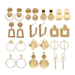 TOEECY 13 Paar Statement Ohrringe für Damen Mädchen Geometrische Runde Kreis Drop Stud Ohrringe in Goldfarbe Hypoallergen Große Plättchen Ohrringe Set Hängeohrringe von TOEECY