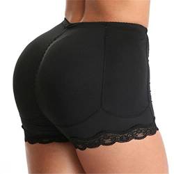 TOEECY Damen Butt Lifter Taille Enhancer Shapewear mit 10 Herausnehmbarer Hüfte Pads Spitze Unterhose Po Push Up Hip Enhancer Höschen Bauchweg Bauchkontrolle (Schwarz,M) von TOEECY