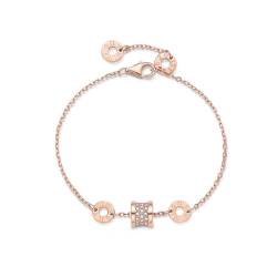 TOFBS Armband Damen Römische Ziffern Zirkonia Rose Vergoldet Kristall Verstellbare Zierliche Klassische Freundschaftsarmband Modeschmuck Geschenk für Frauen (Roségold) von TOFBS