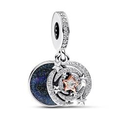 TOFBS Charms Anhänger Damen Sonne Mond Sterne 925 Sterling Silber Zirkonia Bead Charm Schmuck Geburtstagsgeschenke Denkmal für Frauen Freundin Mutter Mädchen (#3) von TOFBS