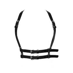 TOFBS Punk Leder Körperkette Harness Gürtel Körper Brust Kette Schwarz Gothic Weste Gürtel Verstellbare Körperschmuck für Frauen Mädchen Cosplay Party Rave Halloween Kostüm (#1) von TOFBS