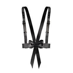 TOFBS Punk Leder Körperkette Harness Gürtel Körper Brust Kette Schwarz Gothic Weste Gürtel Verstellbare Körperschmuck für Frauen Mädchen Cosplay Party Rave Halloween Kostüm (#3) von TOFBS