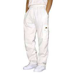 Chino Hose Herren Chino Loose Fit Baggy Freizeithose Hohe Taille Sport Stoffhose Herren Oktoberfest Outfit Cargo Halloween Herbst Baggy Clothes Herren 90s Clothes Herren Weiß L von TOFOTL