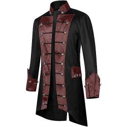 Herren Jacke Stehkragen Vintage Steampunk Laufen Oberteil Kostüm Casual Atmungsaktiv Halloween Kostüme Für Männer Fitness Weihnachten Mittelalter Winter Clothing Herren 3 In 1 Allwetterjacke Rot L von TOFOTL