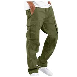 Jogginghose Herren mit Taschen Casual Hohe Taille Einfarbig Loose Fit Cargohose Herbst Winter Sport Wandern Weihnachten Trekkinghose Classic Workout Outdoor Hosen Für Herren A-Grün L von TOFOTL