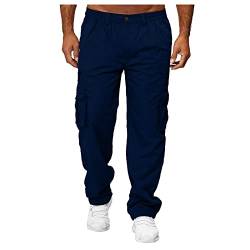 TOFOTL Arbeitshosen Männer Dünne Mit Taschen Regular Freizeithose Gym Slim Jogger Outfit Oktoberfest Herren Chino Herbst Halloween Funktionshose Herren Cargo Hosen Männer Marine L von TOFOTL