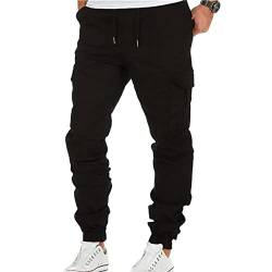 TOFOTL Chino Hose Herren Stretch Mit Gummizug Baggy Freizeithose Chino Gym Sporthose Outdoor Hosen Cargo Halloween Winter Sweatpants Herren Cargo Pants Schwarz L von TOFOTL