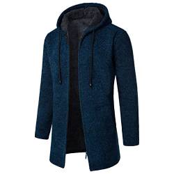 TOFOTL Herren Winterjacke mit Kapuze Einfarbig Plüsch Baggy Retro Kostüm Strickjacke Cosplay Casual Herbst Laufjacke Herren Weihnachten Atmungsaktiv Clothes Kapuzenpullover Marine 4XL von TOFOTL