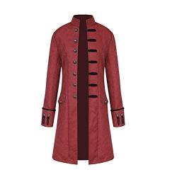 TOFOTL Mantel Herren Stehkragen Einfarbig Gothic Steampunk Retro Clothes Clothing Casual Sport Männer Jacke Gym Oktoberfest Classic Herbst Oberteil Herren Herbstjacke Wein 3XL von TOFOTL