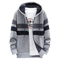 TOFOTL Pullover Herren mit Kapuze Plüsch Streifen Print Loose Fit Wandern Daunenjacke Sweatjacke Laufen Workout Herbst Pullover Y2k Halloween Festival Outfit Hoodie Silber XXL von TOFOTL