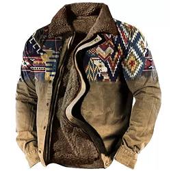 TOFOTL Pullover Herren mit Reißverschluss Plüsch Vintage Loose Fit Steampunk Tops Herbstjacke Festival Casual Winter Herren Mantel Herbst Classic Ubergangsjacke Hoody Khaki L von TOFOTL