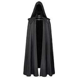 TOFOTL Sweatshirt Herren mit Kapuze Einfarbig Gothic Baggy Modern Atmungsaktiv Tops Kapuzenjacke Business Herbst Sweater Y2k Gothic Cosplay Halloween Pullover Umhang Schwarz XL von TOFOTL