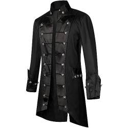 TOFOTL Trachtenjacke Herren Stehkragen Vintage Steampunk Cosplay Tops Kleidung Fitness Karneval Kostüm Halloween Herren Laufen Halloween Modern Oktoberfest Oberteil Wolljacke Herren Schwarz L von TOFOTL