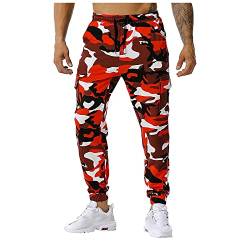 TOFOTL Wanderhose Herren Atmungsaktiv Stretch Lang Sporthose Sommer Zip Trekkinghose Fitness Kleidung Herren Dünne Halloween Herbst Festival Hose Jogginghosen Rot L von TOFOTL