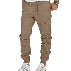 TOFOTL Wanderhose Herren Baggy Atmungsaktiv Breite Stoffhose Slim Mit Taschen Jogger Security Hose Herren Sport Herbst Winter Jogger Herren Freizeithose Herren Khaki XL von TOFOTL