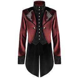 TOFOTL üBergangsjacke Herren Stehkragen Vintage Gothic Festival Kostüm Kleidung Gym Regular Y2k Top Fitness Herbst Workout Oktoberfest Sweatjacke Skelett Halloween Rot L von TOFOTL