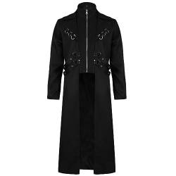 Trachtenjacke Herren Stehkragen Vintage Steampunk Mittelalter Oberteil Sweatjacke Atmungsaktiv Gothic Halloween Kostüm Erwachsene Retro Oktoberfest Sport Halloween Kleidung Herrenjacke Schwarz L von TOFOTL