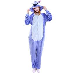 TOHYOZIJ Unisex Adult Animal Onesie Pajamas Halloween Carnival Cosplay Costume, Plush One Piece Cosplay Suit for Adults, Women and Men Homewear (Blue Stitch, Small) von TOHYOZIJ