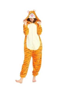 TOHYOZIJ Unisex Adult Animal Onesie Pajamas Halloween Carnival Cosplay Costume, Plush One Piece Cosplay Suit for Adults, Women and Men Homewear (Tigger, Small) von TOHYOZIJ