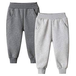 2er Pack Kinder Junge Sweathose Kids Karikatur Drucken Sporthose Jogger Pants Hose Babyhose Warm Jogginghose Jungen Mädchen Jogginghose Baumwolle Kinder Sweathose Dunkelgrau + Hellgrau 98-104 von TOKYMOON