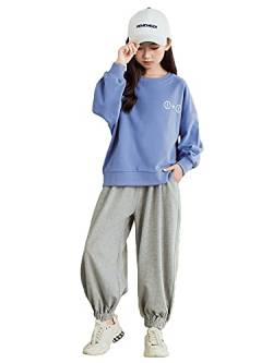 TOKYMOON 2er Kinder Jogginganzug Mädchen Sweatshirt Hosen Set Kleidung für Kinder Jogginghose Bekleidungsset Sportanzug Kinder Trainingsanzug Set Kinder Kleidung Set Blau 134-140 von TOKYMOON