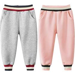 TOKYMOON 2er Pack Jogginghose Mädchen Jungen Kinder Sporthose Lang Hosen Herbst Winter Schule Jogging Regenbogen Einhorn Gedruckt Jogger Trainingsanzug Sweathose Unisex Grau + Rosa 110 von TOKYMOON